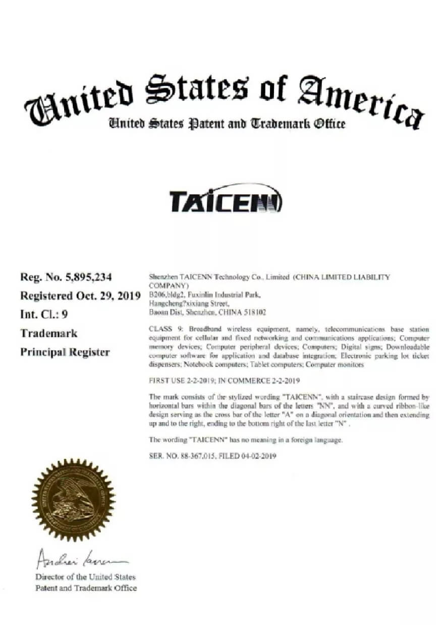 TAICENN brand Logo is registered in the United States