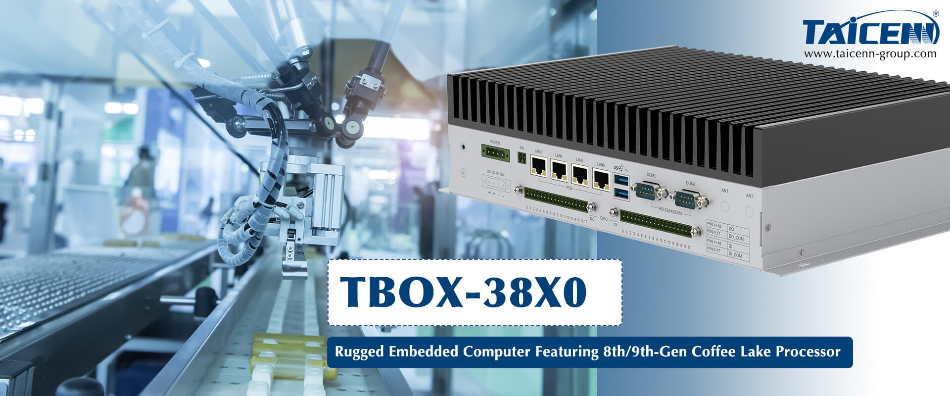 TAICENN announces TBOX-38X0 Series Modular Rugged Embedded Computer Featuring 8th/9th-Gen Coffee Lake Processor