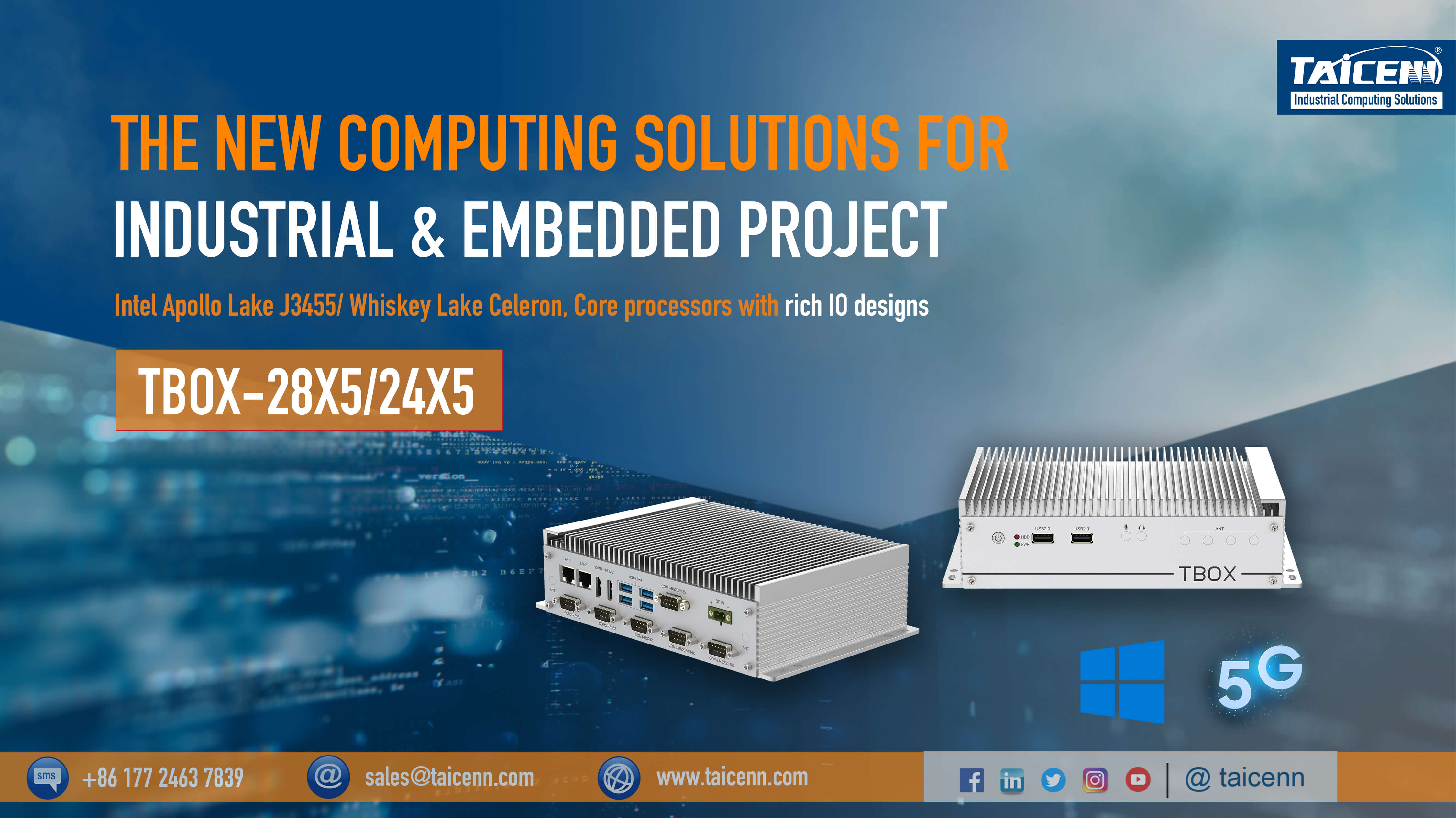 TAICENN new release TBOX-28X5/24X5 box PC solutions for industrial & embedded projects