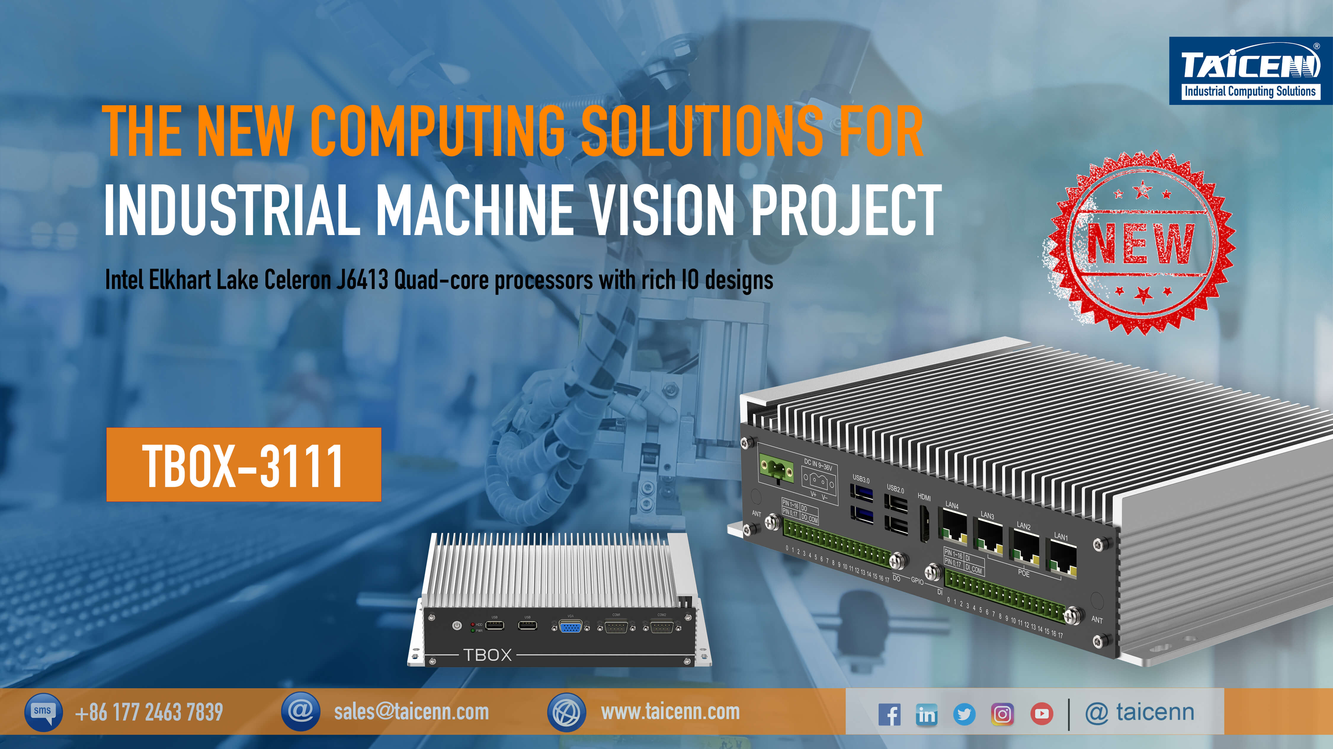 TAICENN newest TBOX-3111 Rugged Box PC solutions for industrial machine vision projects