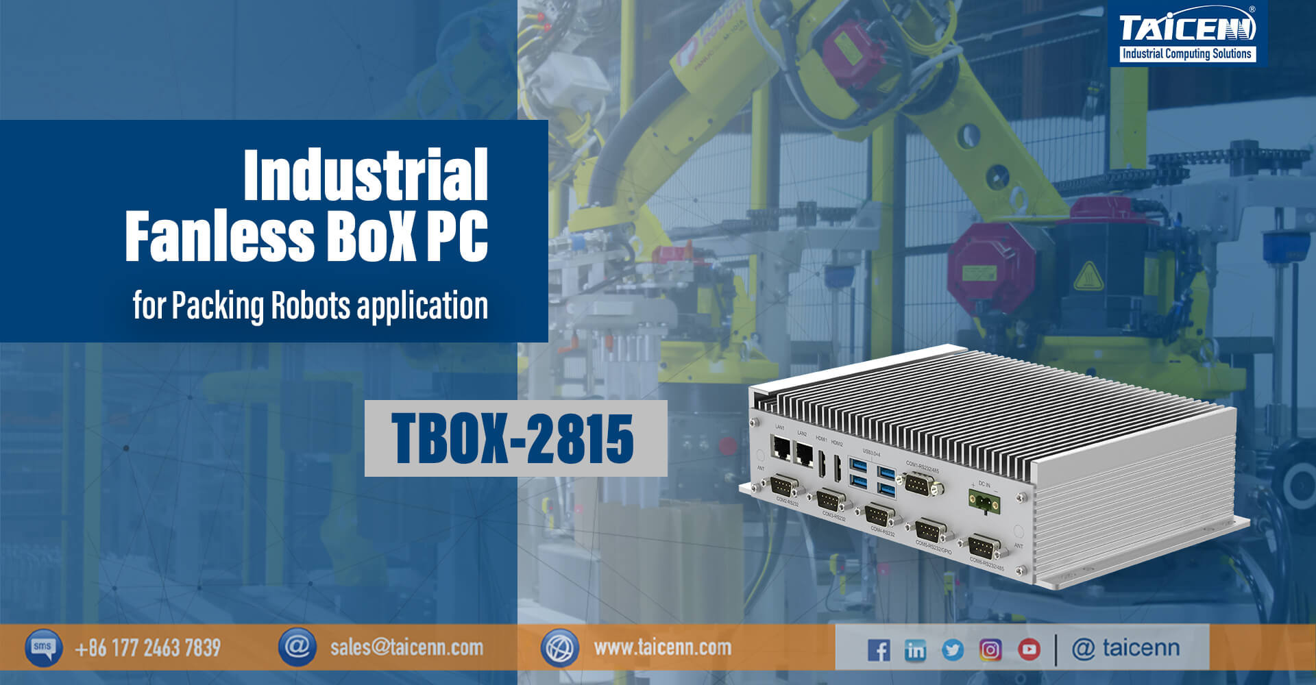 High-performance Fanless Industrial Box PC for Packaging Robot Application